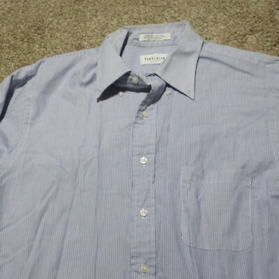 Van Heusen Blue Dress Shirt Regular Fit Pinpoint Stripe Men's Size 15.5 32  / 33 | eBay