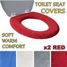 Soft Toilet Seat Cover x2 Warm Padded Washable Cushion Mat Universal Bathroom UK
