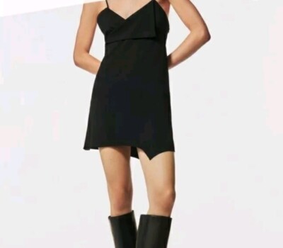 ZARA Surplice Dress Black Mini Size Medium sleeveless casual summer open  back | eBay