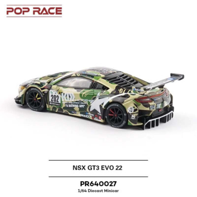 【BAPEコラボ】POP RACE NSX GT3 EVO22 カモフラ 限定 POP RACE 1:64 NSX GT3 EVO 22 bape Diecast Model Car | eBay