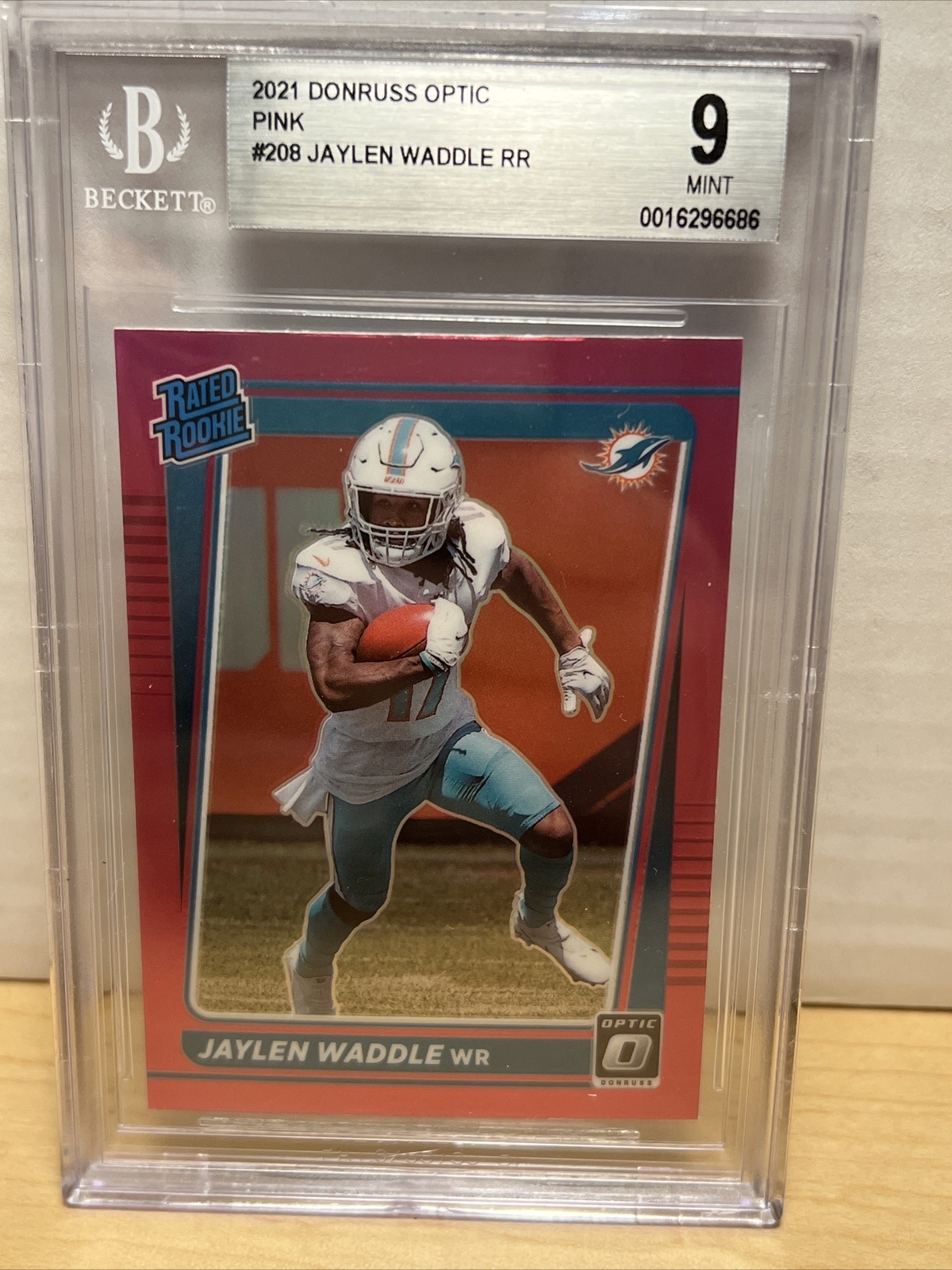 JAYLEN WADDLE 2021 Panini Donruss Optic 208 Pink Prizm Rated RC Rookie BGS 9