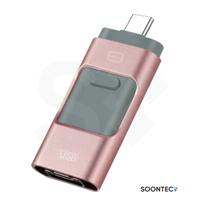 128 GB Rose 3.0 USB Flash Drive Memory Stick 3 in1 USB-C/PC/iPhone