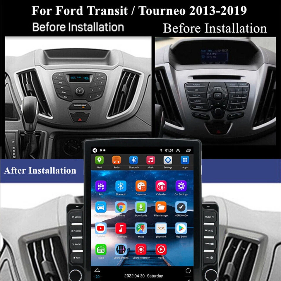 9.7" CarPlay For 2015-2019 Ford Transit 150 250 350 Android 13 Car Radio Stereo Foto 2 de 4