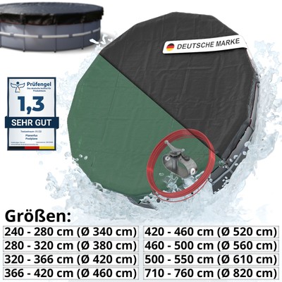 200g/m² Poolabdeckung rund | UV-resistente Sommer & Winter Poolplane Abdeckplane