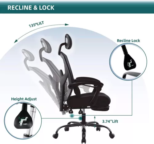 Ergonomic Mesh Office Chair w/ 3D Armrests,High Back, Wheels Office Ergo 3D - Bild 18 von 18