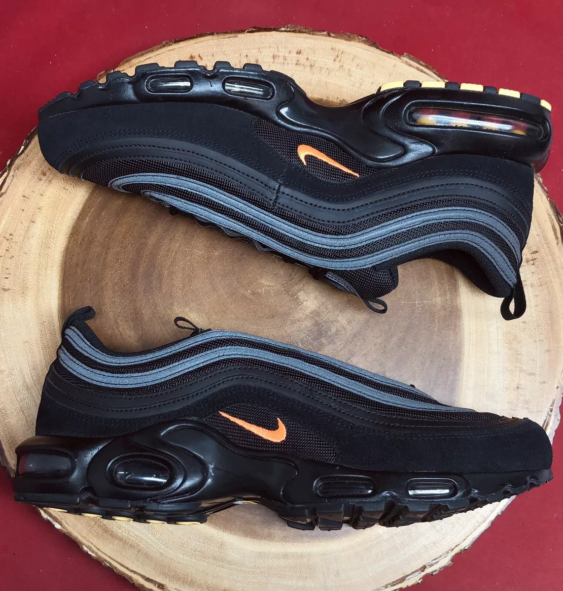 NIKE AIR MAX PLUS 97 BLACK ORANGE CRIMSON SIZE 12