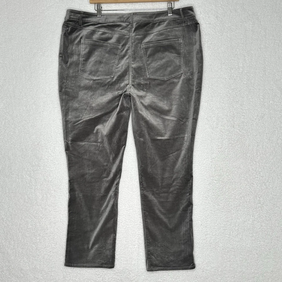Soft Surroundings Women’s 18W Gray Velvet Pants High Rise Stretch Plus Size - Image 4 of 4