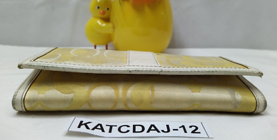Coach Signature Yellow Canvas Stripe Credit Card Bifold Long