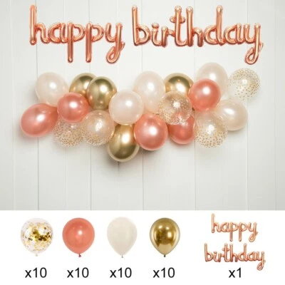 Kit ballon anniversaire rose doré - Photo 1/3