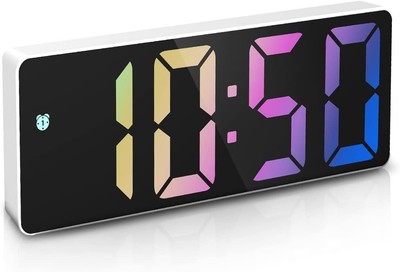 ORIA Digital Alarm Clock, 6.5'' Large LED Mirror Display Clock, Mirror LED Alarm