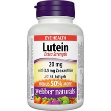 Webber Lutein Extra Strength 20mg 3.5mg Zeaxanthin Eye Health Protect 45 pcs NEW