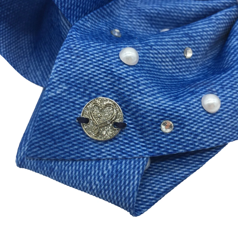 JoJo Siwa Signature Collection Large Denim Pearl Rhinestone Cheer Hair Bow Clip - Image 4 of 4