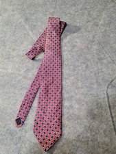 Brooks Brothers Necktie Red Blue Chain Link Pattern Silk Men’s Tie Made In USA
