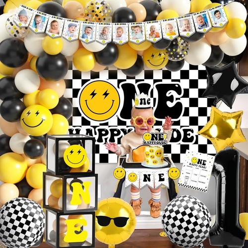 One Happy Dude 1st Birthday Party Decorations - Complete Black & Yellow Theme - Picture 9 of 9