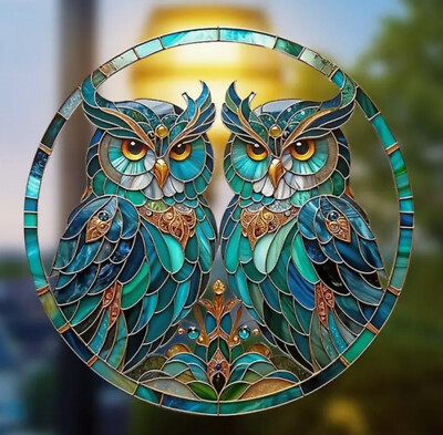 EULEN PAAR - Folien FENSTERBILD mit WOW Effekt  23cm Ø tolle Farben * TOP