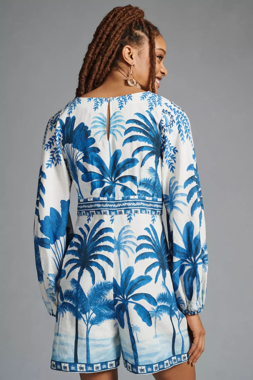 NWT Anthropologie Farm Rio Long-Sleeve Printed Romper Size L image 3