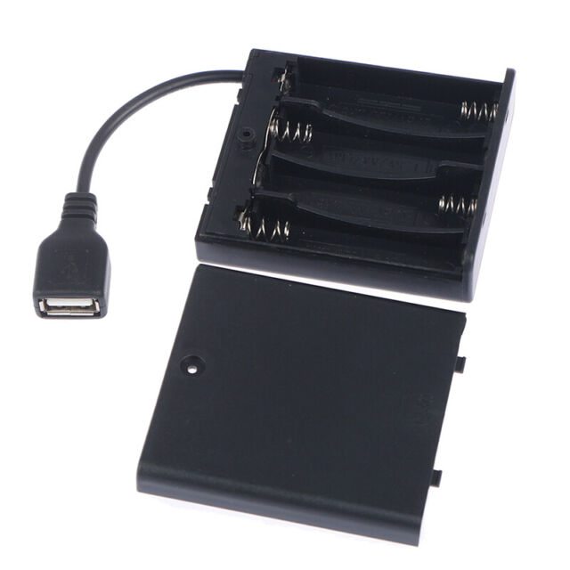4 X AA USB Battery Box for 5V LED Strip Lights USB Mini Power SupplySJya- CV10618