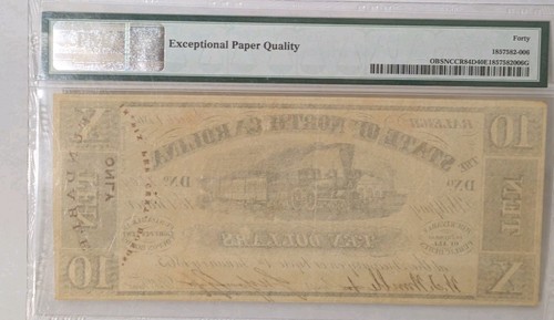 North Carolina Obsolete Currency $10 Note 1862 - Picture 2 of 2