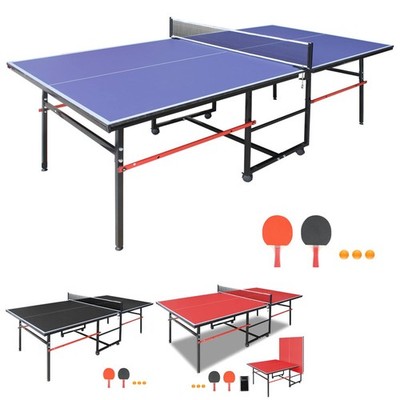 8ft Table Tennis Table Foldable Portable Ping Pong Table Set Indoor Outdoor Game