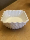 Vintage Fenton 4" Square Hobnail Milk Glass Nut Berry Trinket Dish