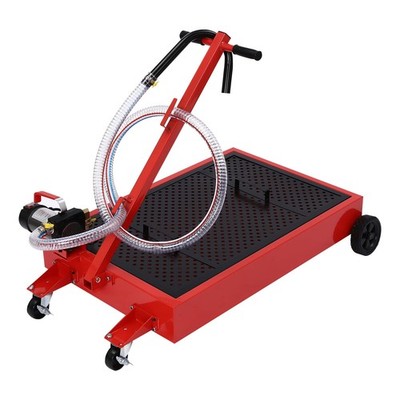 17 Gallon Low Profile Oil Drain Cart with 110V Pump & 8ft Hose Folding Handle