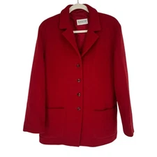 Basler Red Wool Pea Coat Lined Collared Long Sleeve Winter Outdoors US 8 / 38