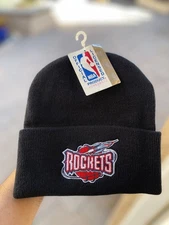 Vintage Logo 7 Houston Rockets Beanie Hat Cap Winter 90s NBA Basketball Headwear