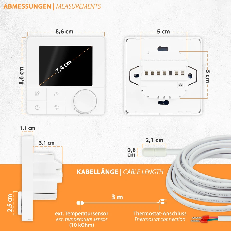 WiFi Thermostat Raumregler für elektrische Heizgeräte Fußbodenheizung Klimagerät - Bild 4 von 4