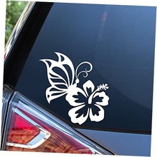 Butterfly On Hibiscus Flower Decal Vinyl Car Sticker Heart Cute Pretty  Cars