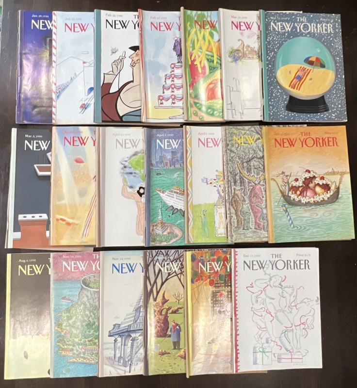 20 Issues 1990 The New Yorker Magazine - No Labels - Paper Jackets