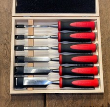 CASED BEVEL EDGE CHISELS X6 SOFT GRIP HANDLES CARPENTER JOINER WOODWORKING TOOLS