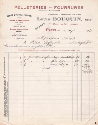 75 PARIS Pelletier BOUQUIN LOUIS 1930 Pelz