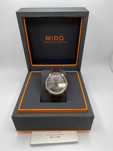 Mido Commander II Grey Dial Maroon Leather Men's Watch M0214312606100