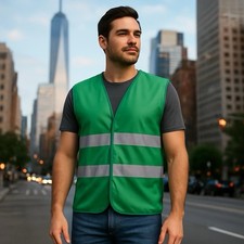 High Visibility Safety Vest Green Gray Mens L/XL Reflective Work ANSI Compliant