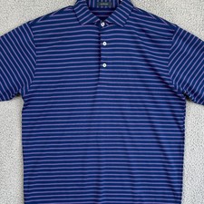Turtleson Shirt Golf Polo Mens Medium Blue Purple Stripes Rugby Stretch Athletic