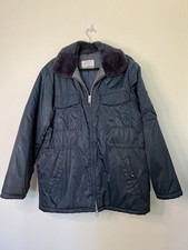 Vintage Sears Work Leisure Parka Jacket 1970s, Medium Insulated Blue Full zip