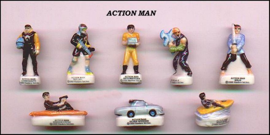 ACTION MAN seltenes Set 8 Figuren Miniaturen 3cm Porzellan FEVES Frankreich 6690₽