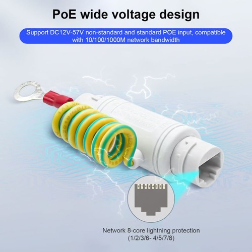 Gigabit PoE RJ45 Light Arrester Surge Protector for Stable Networking Connection - Photo 4/8