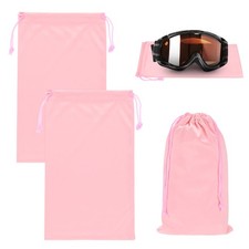 2-Pack Ski Goggle Bag, 9.8" x 5.9" Microfiber Bag for Snow Goggles Pink