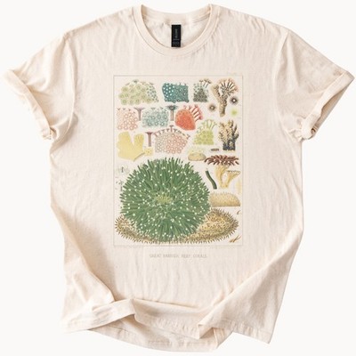 Great Barrier Reef coral illustration shirt colorful ocean science graphic tee