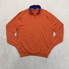 Brooks Brothers Quarter Zip Sweater Mens Large Orange Supima Cotton Mock Neck