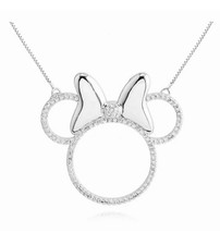 Disney Minnie Mouse Austrian Crystal Necklace Silver Plated