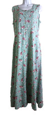 Women's Green Red Roses Sleeveless Maxi Dress One Size
