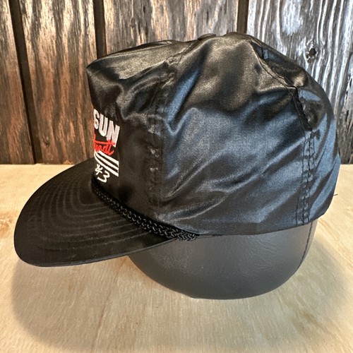 Vintage Dale Earnhardt Hat Top Gun 80s Satin Nylon Rope 3 NASCAR Zipback Black - Picture 3 of 12