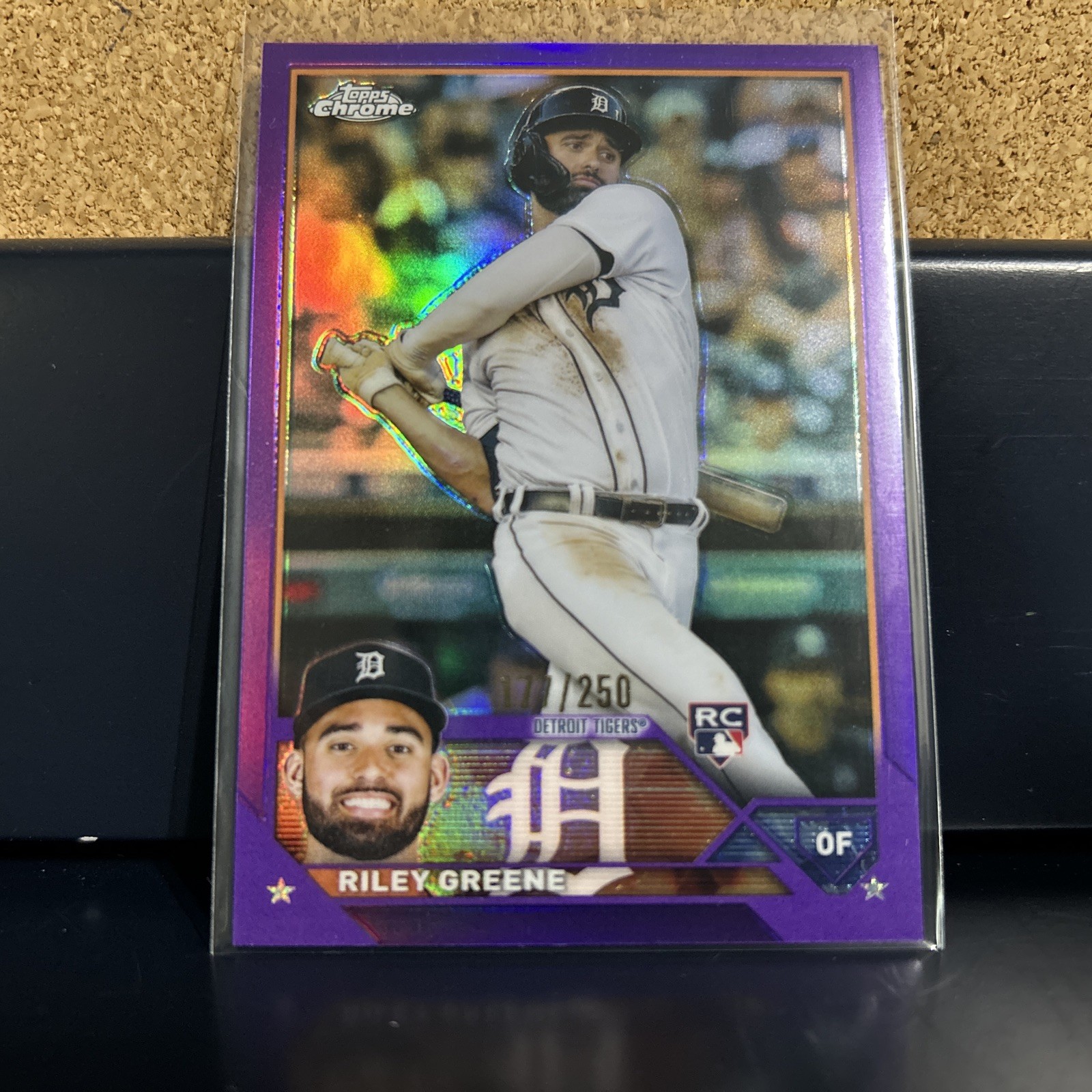 2023 Topps Chrome - Purple Refractor #182 Riley Greene /250 (RC)