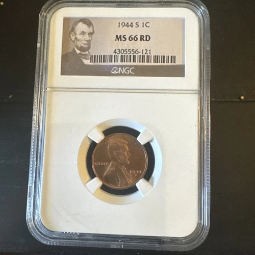 1944-S 	LINCOLN WHEAT CENT NGC MS 66 RD