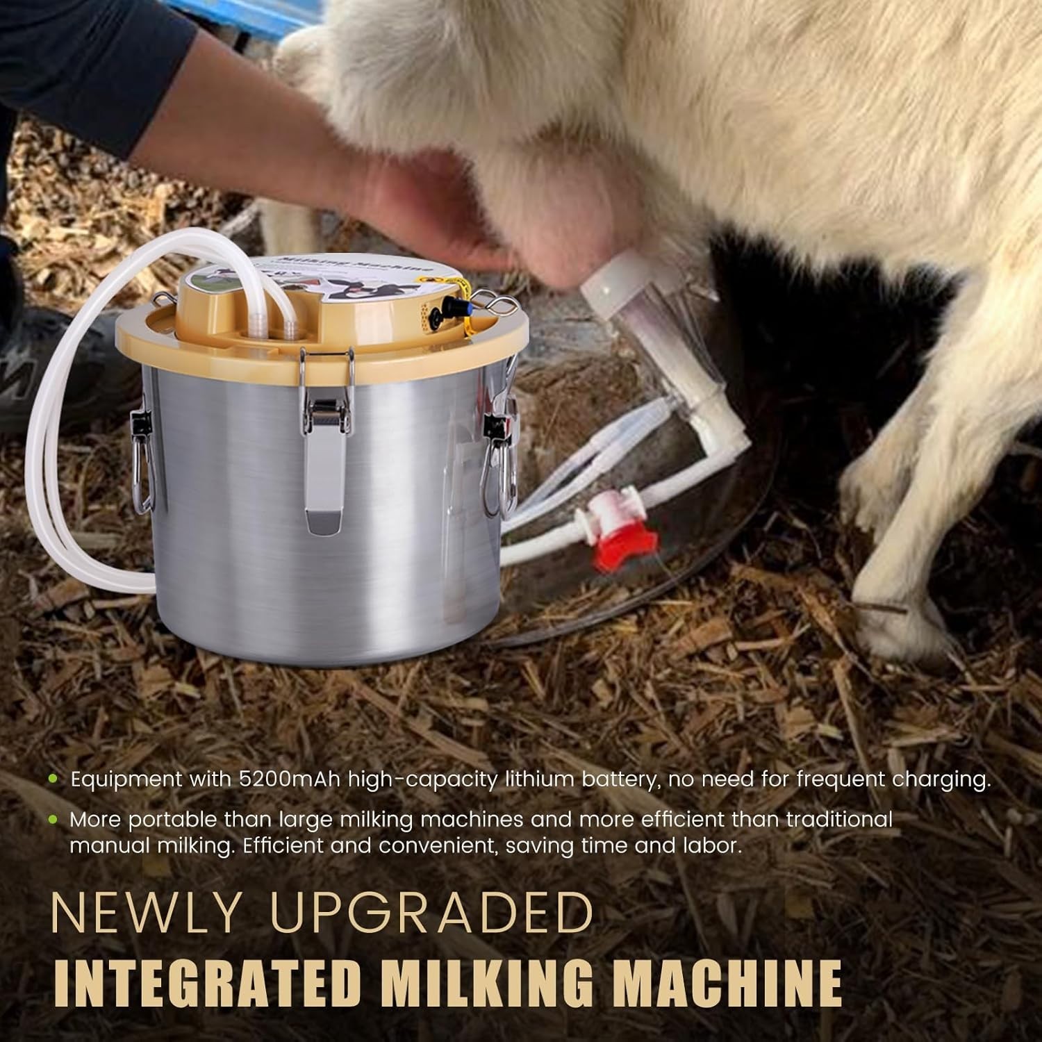 8L Goat Milking Machine for Sheep & Goat Auto Pulsation Vacuum Rechargeable Pump