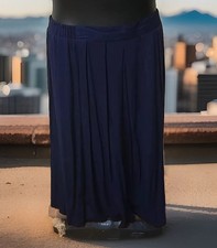 VINTAGE Jantzen Classics Navy Pleated Midi Skirt Rayon Blend Sz 14 Career EUC
