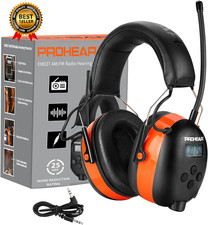 027 AM FM Radio Headphones with Digital Display 25Db NRR Safety Ear...