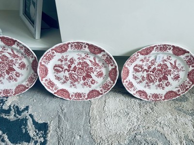 3 x Ridgeway Windsor rot Servierplatten oval 12  Staffs, England - 1960 s